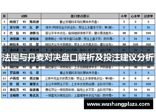 法国与丹麦对决盘口解析及投注建议分析